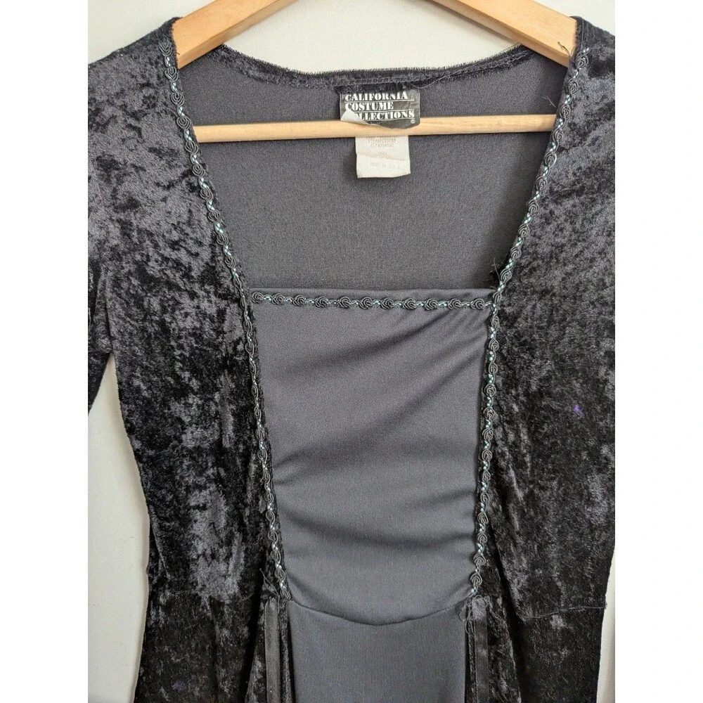 Vtg California Costume Co Angel Of Darkness Crushed Black Velvet Dress Sz Teen